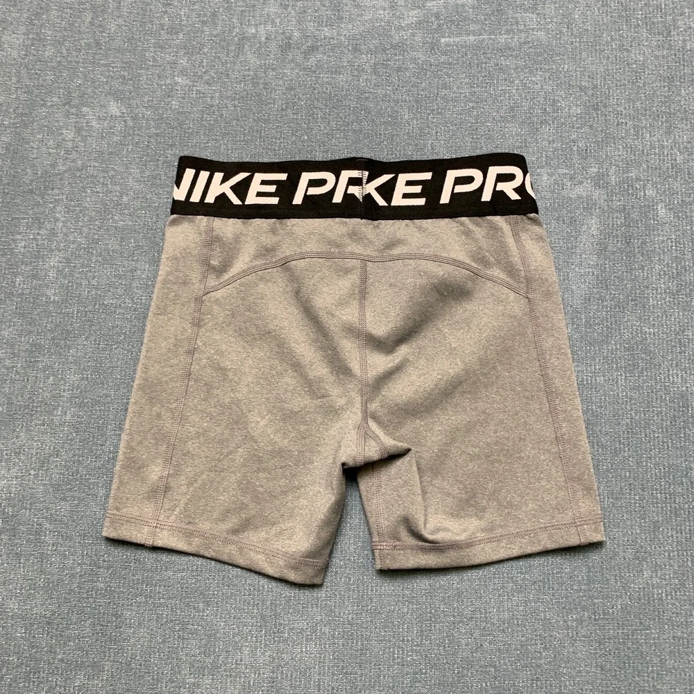 Nike Pro Shorts Girls 23 Heather Gray Dri Fit Training Technology High Waist